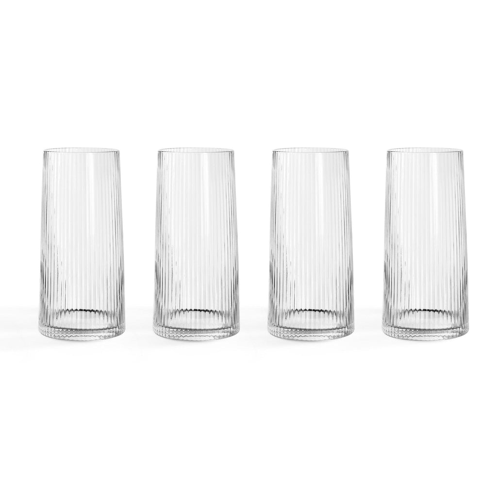 Gatsby Set of 4 Ripple Glass Highballs - Clear