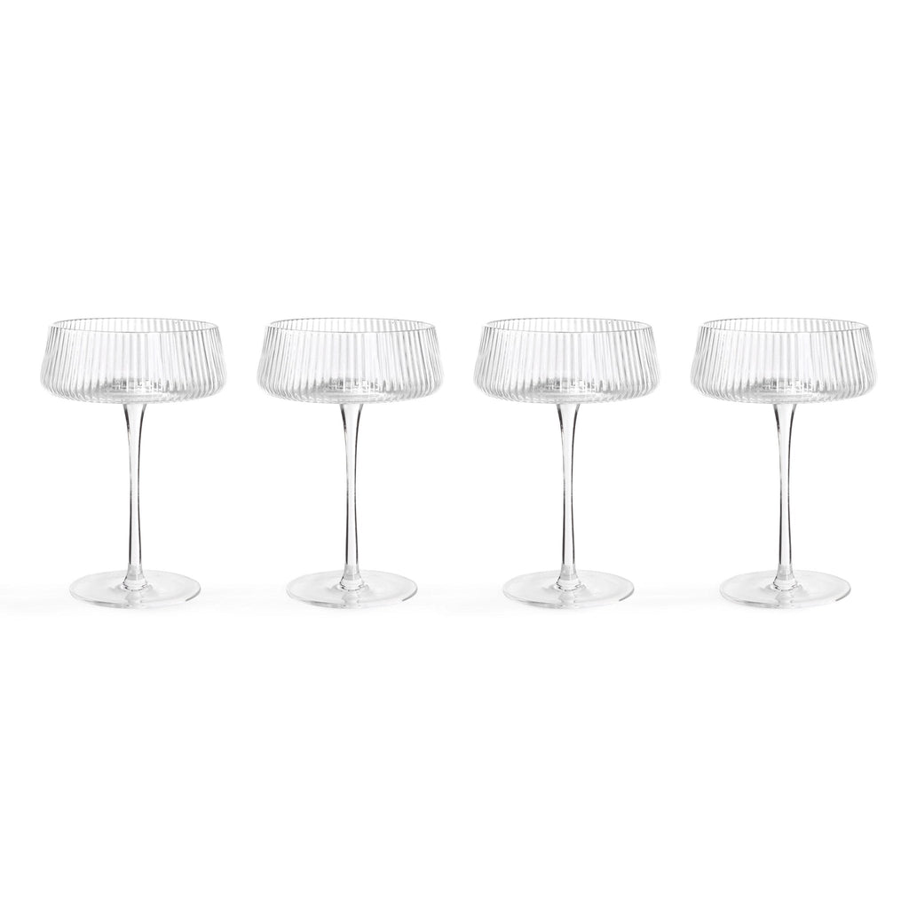 Gatsby Set of 4 Ripple Glass Coupes - Clear