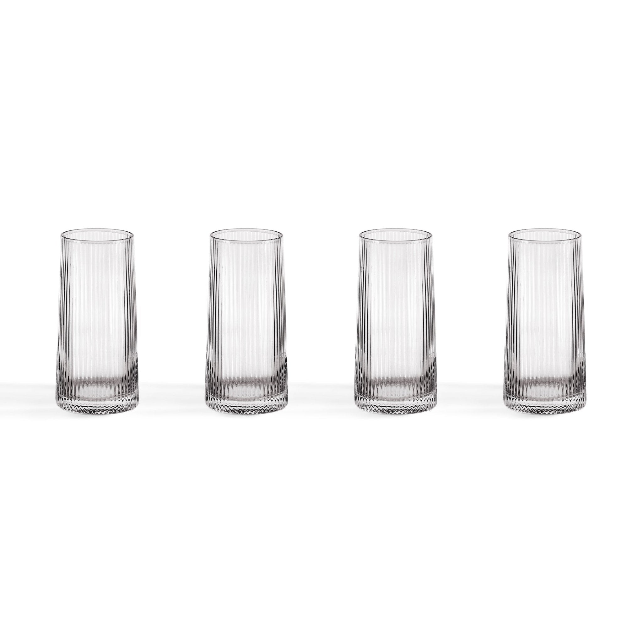 Gatsby Set of 4 Ripple Glass Highballs - Smoked