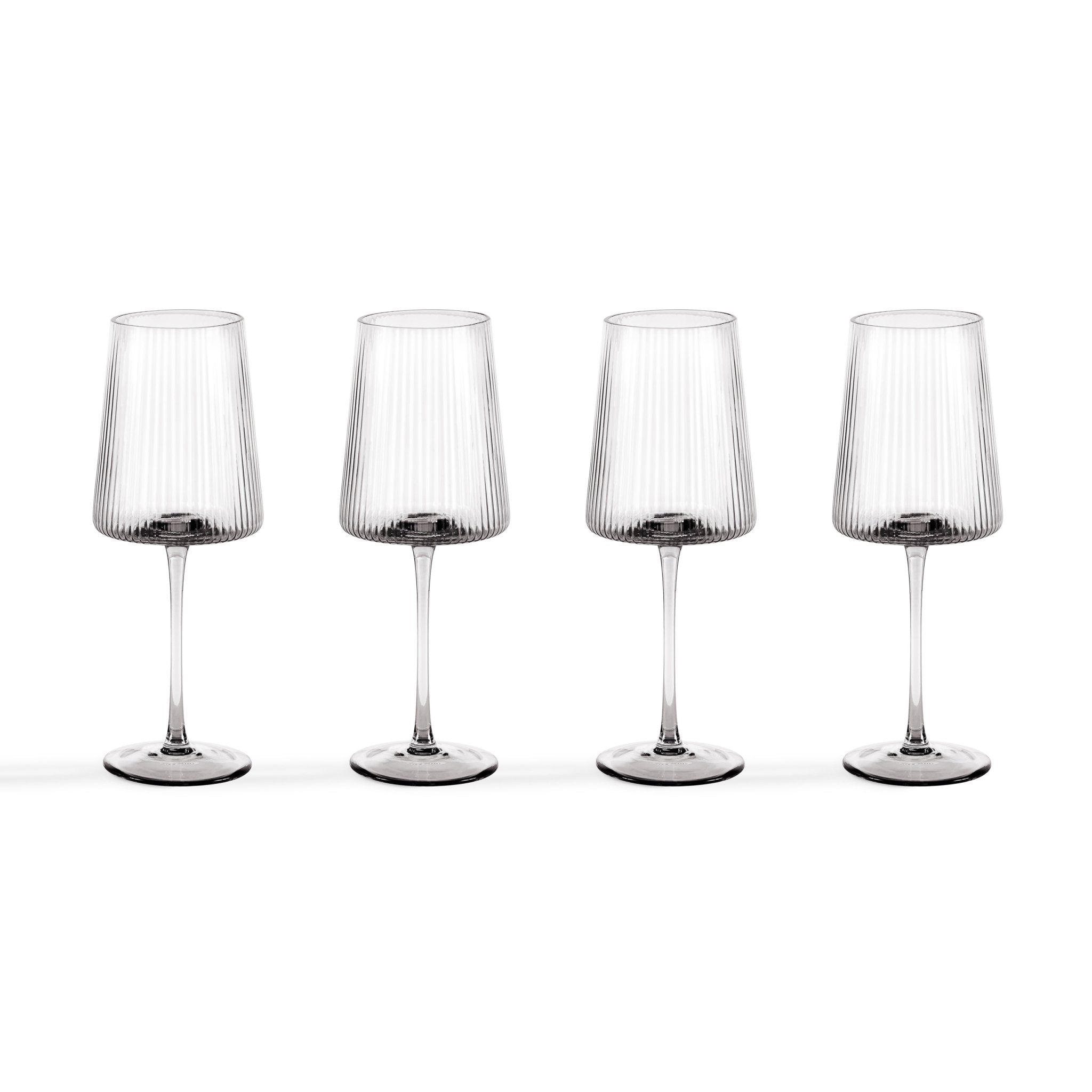Gatsby Set of 4 Ripple Glass Wine Glasses - Smoked